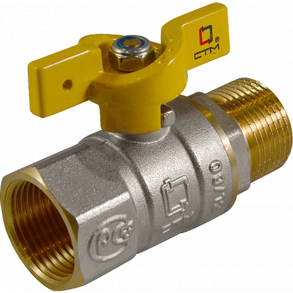 STM Кран шаровой латунь полнопроходной ГАЗ Ду20 Ру10 ВР/НР бабочка